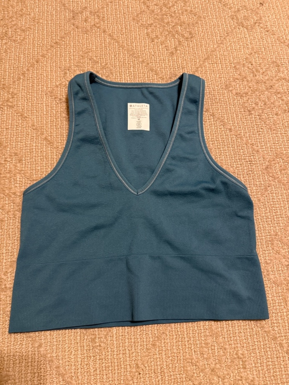 ATHLETA Aurora Ribbed Tank Top - Teal Green Size Medium - Picture 2 of 5